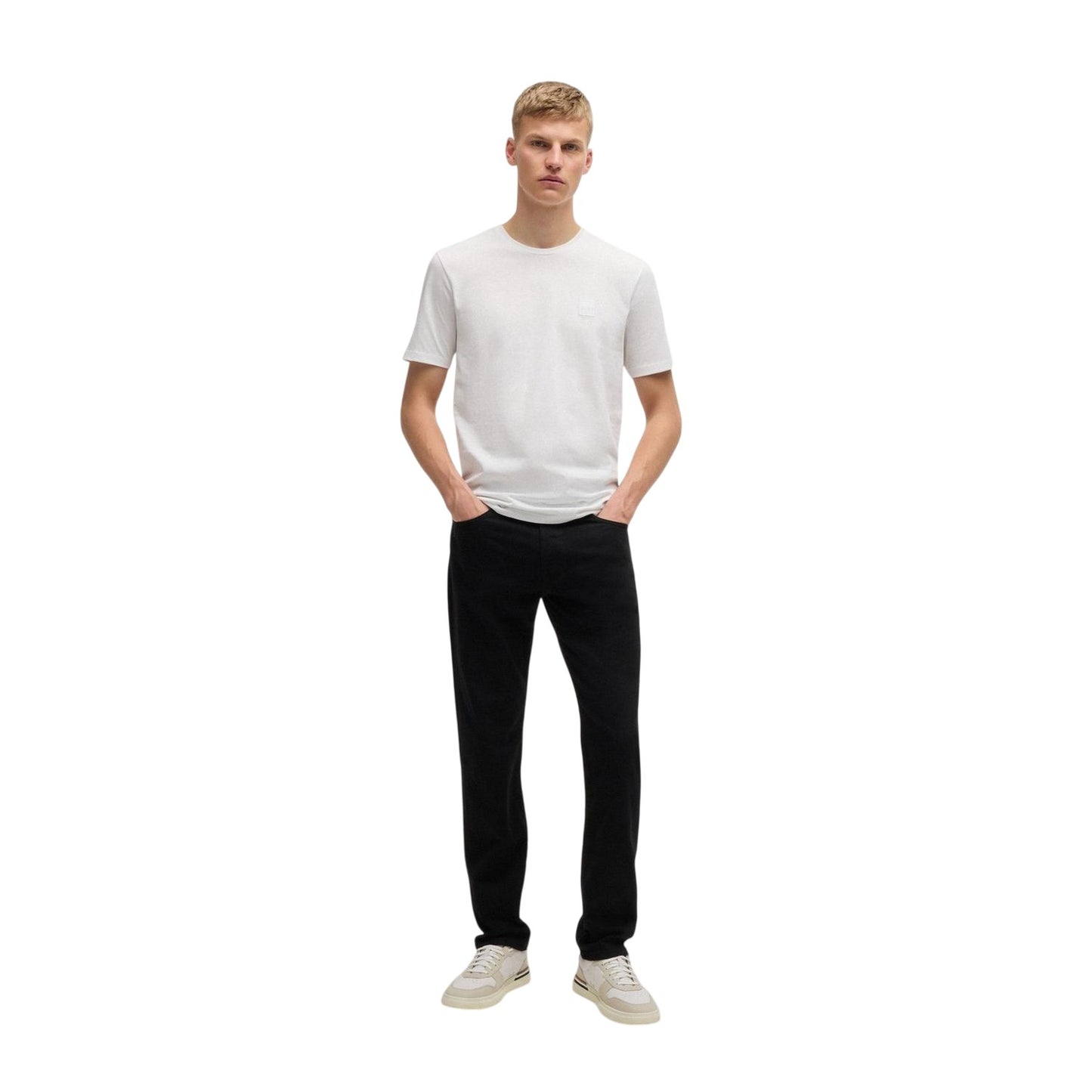 White - Side - Boss Mens Orange Premium Cotton T-Shirt