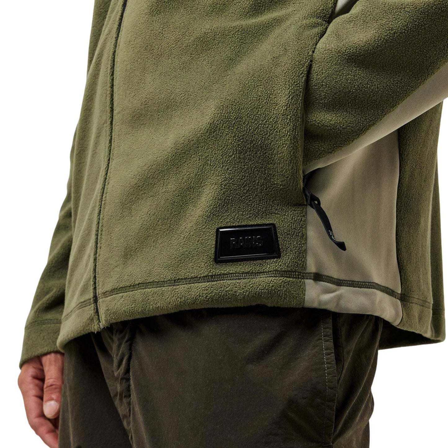 Marsh Green - Side - Rains Mens Sintra Colour Block Hooded Fleece Jacket