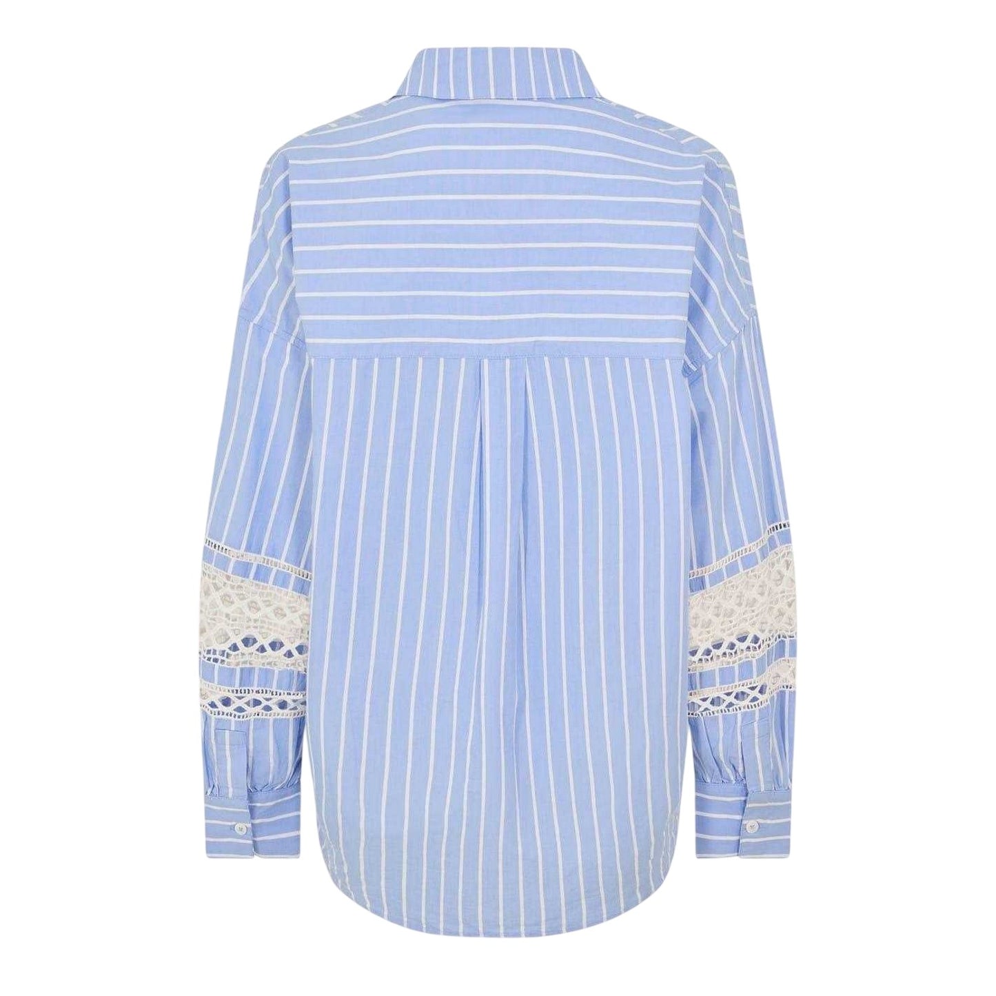 Blue-White Stripe - Back - French Connection Womens-Ladies Striped Cotton Blend Shirt