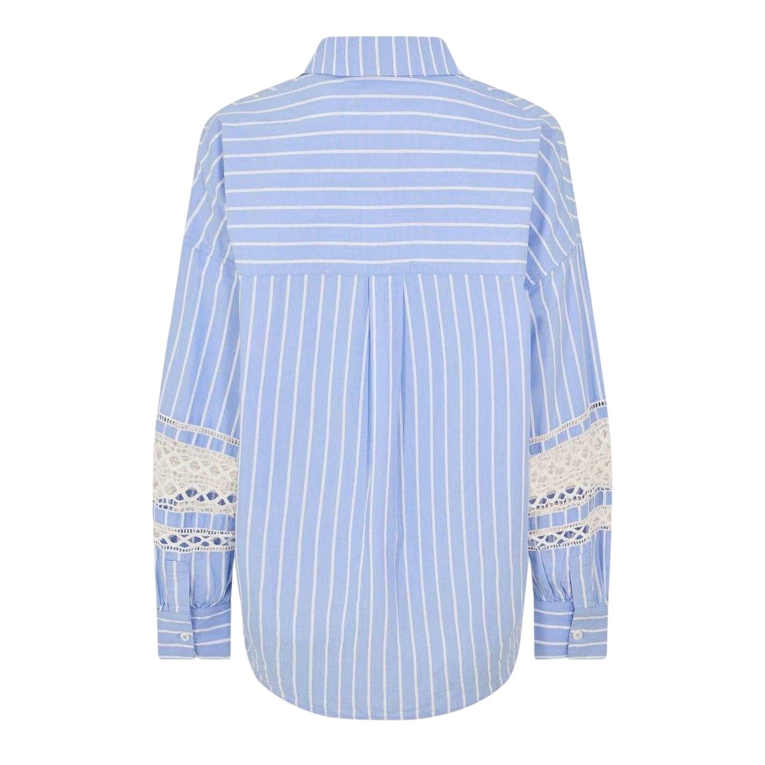 Blue-White Stripe - Back - French Connection Womens-Ladies Striped Cotton Blend Shirt