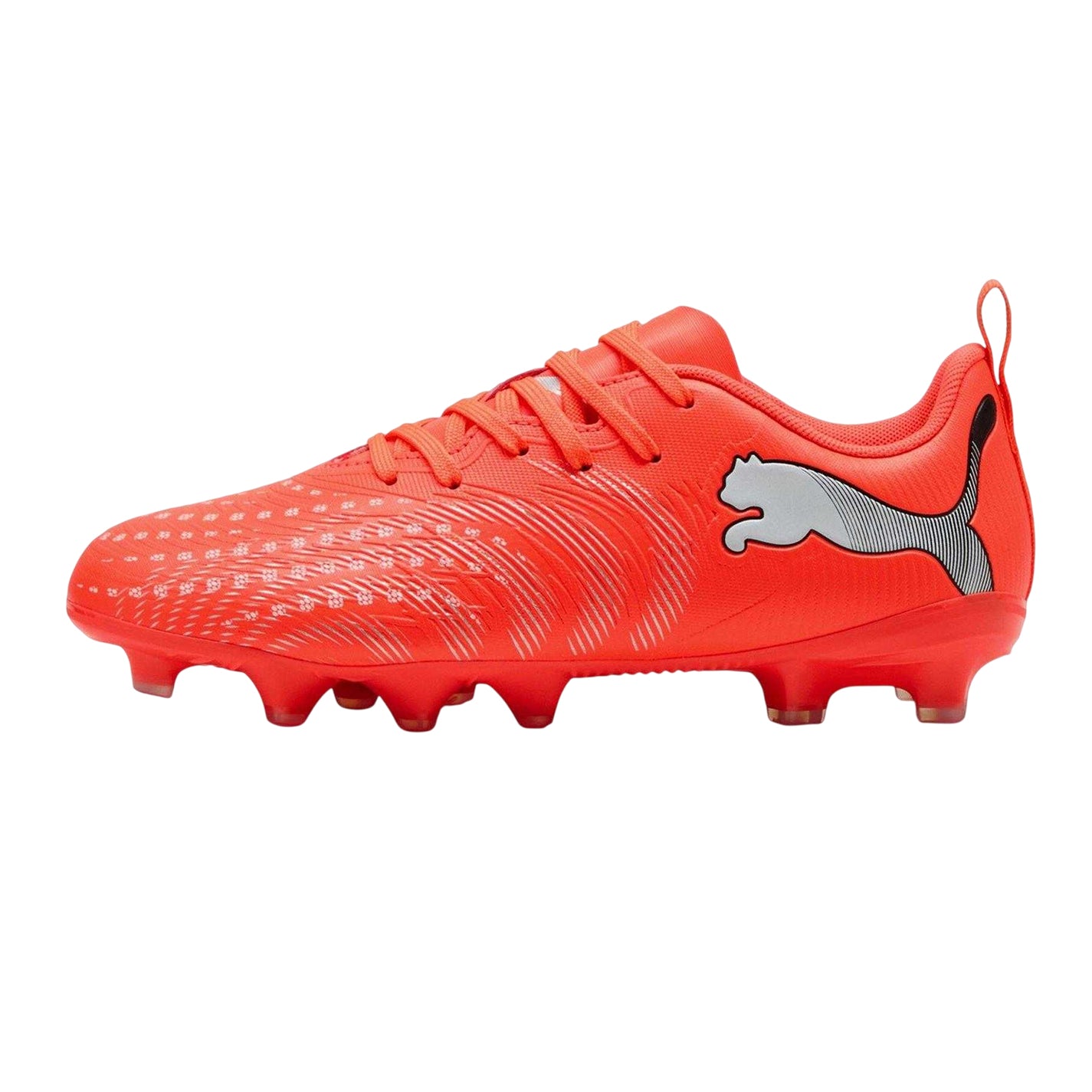 Red-Silver - Side - Puma Childrens-Kids Future 9 Play Firm Ground Football Boots