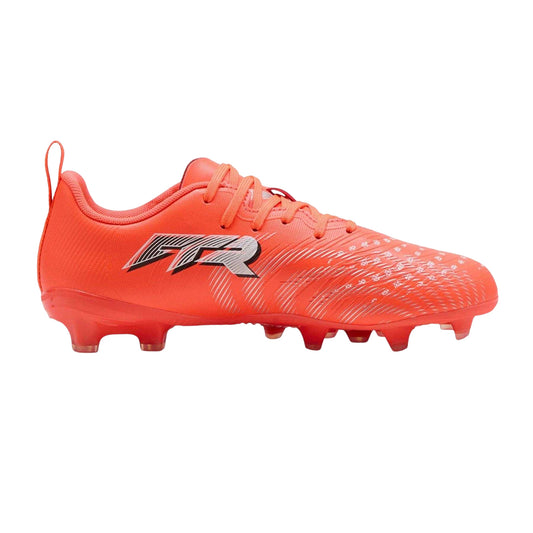 Red-Silver - Front - Puma Childrens-Kids Future 9 Play Firm Ground Football Boots