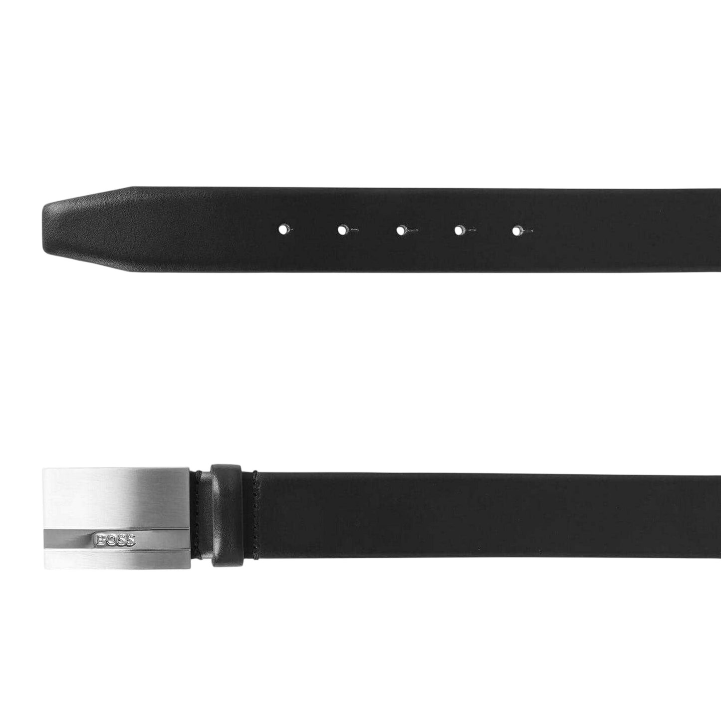 Black - Side - Boss Mens Engraved Leather Belt