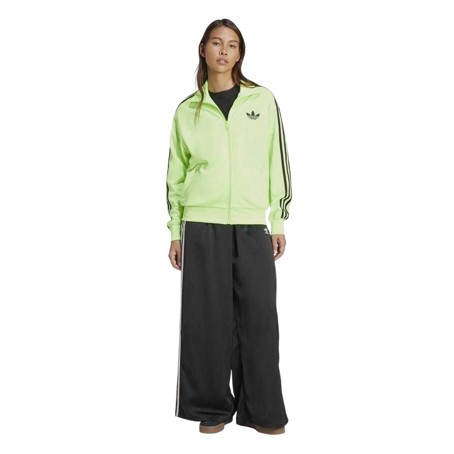 Green - Lifestyle - Adidas Womens-Ladies Firebird 3 Stripes Track Top