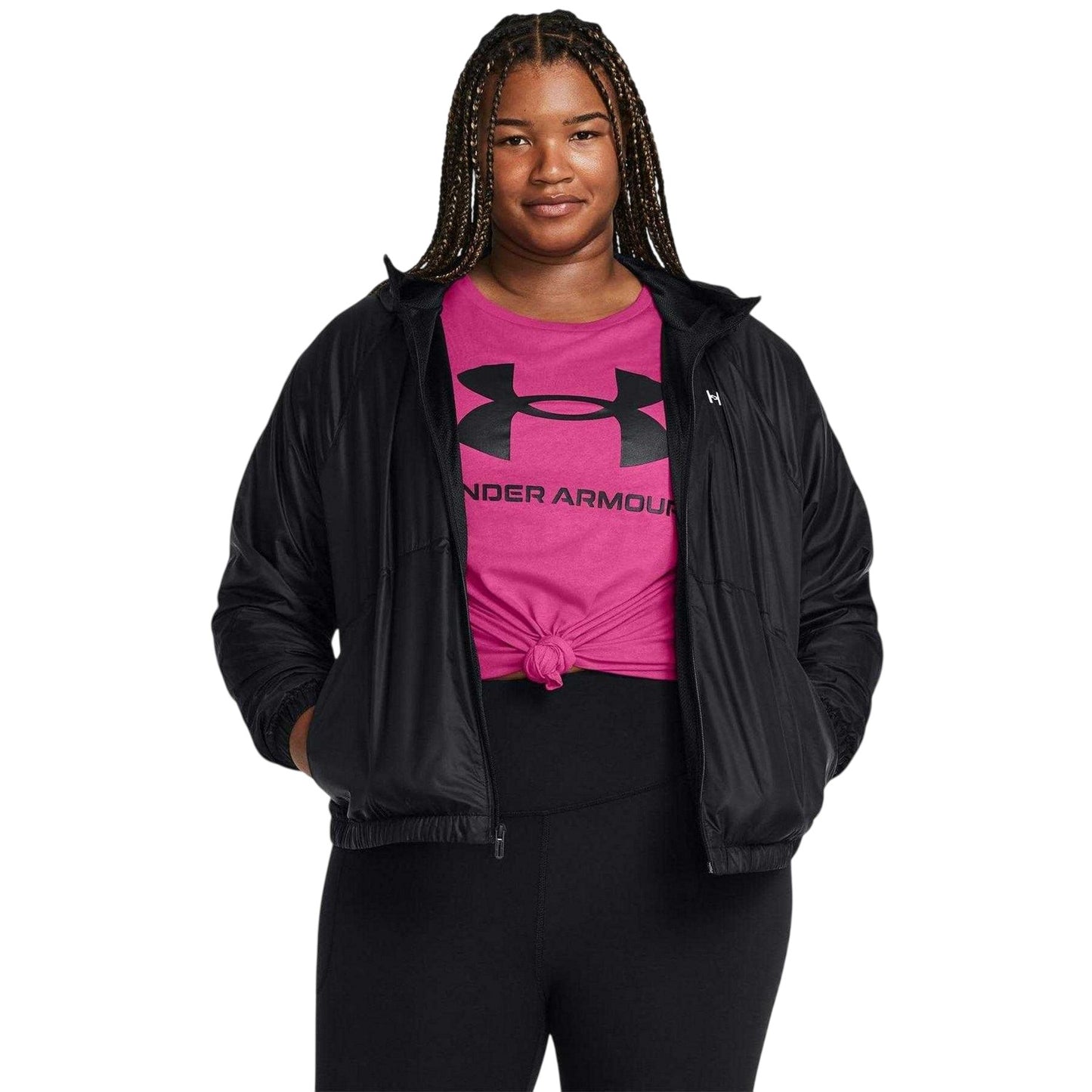 Black - Lifestyle - Under Armour Womens-Ladies Loose Fit Windbreaker