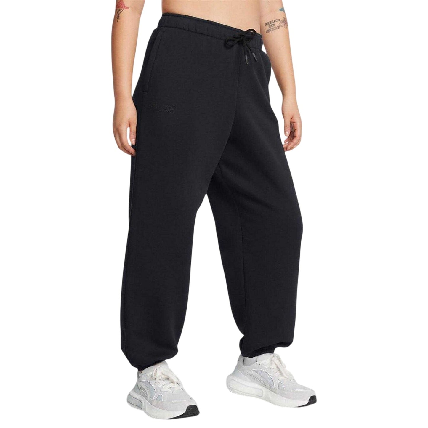 Black - Side - Under Armour Womens-Ladies Wordmark Oversized Jogging Bottoms