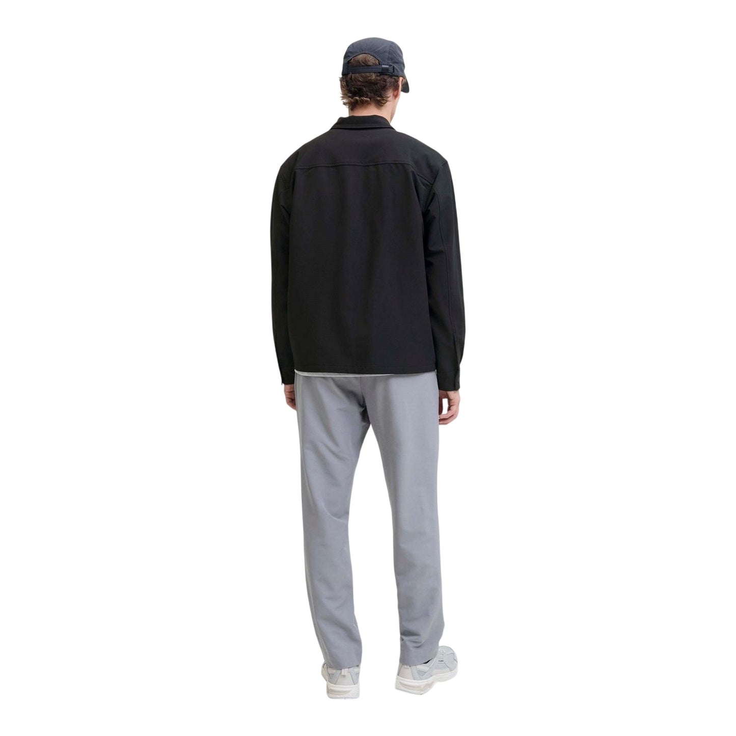 Black - Back - Jack And Jones Mens Commute Solid Long-Sleeved Shirt
