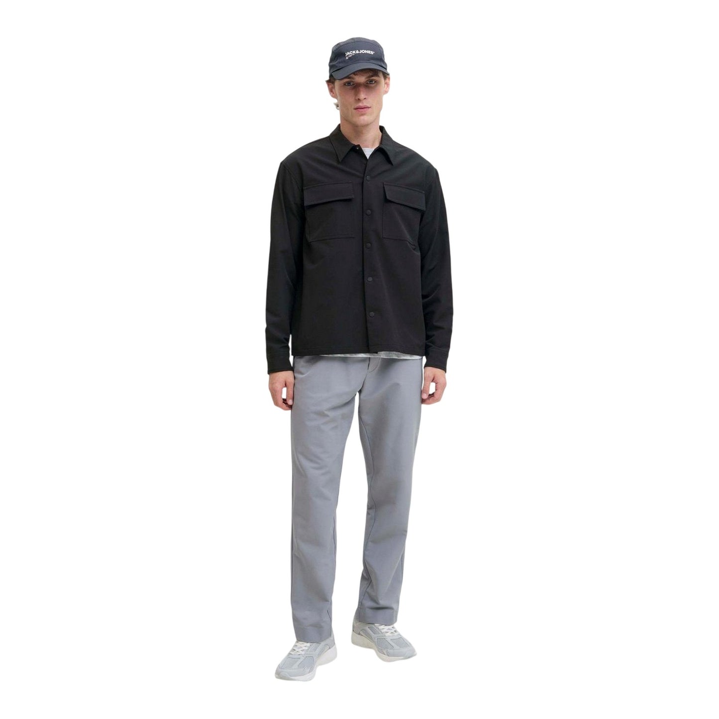Black - Side - Jack And Jones Mens Commute Solid Long-Sleeved Shirt