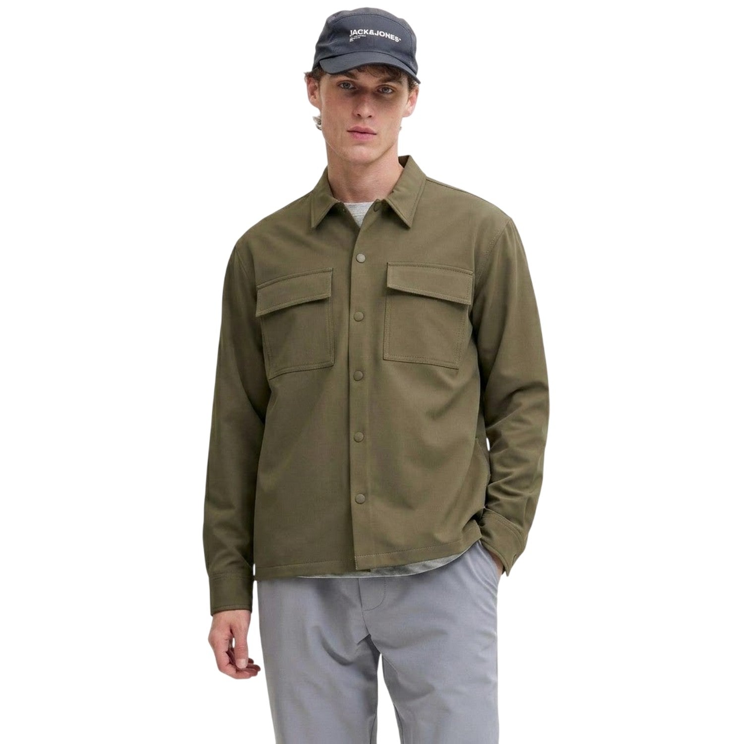 Crocodile - Side - Jack And Jones Mens Commute Solid Long-Sleeved Shirt
