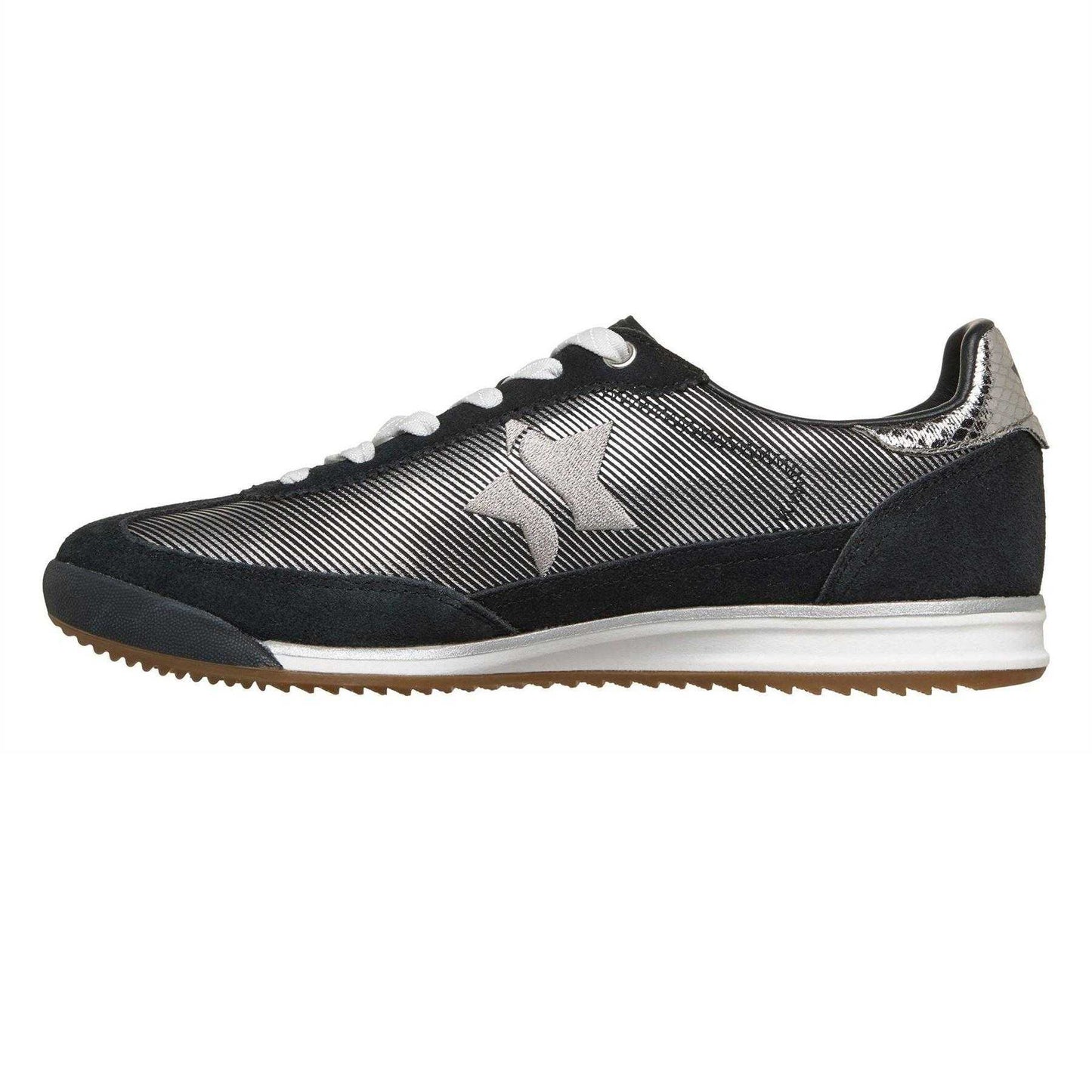 Black-Silver - Back - Skechers Womens-Ladies SKX 92 Suede Panel Trainers