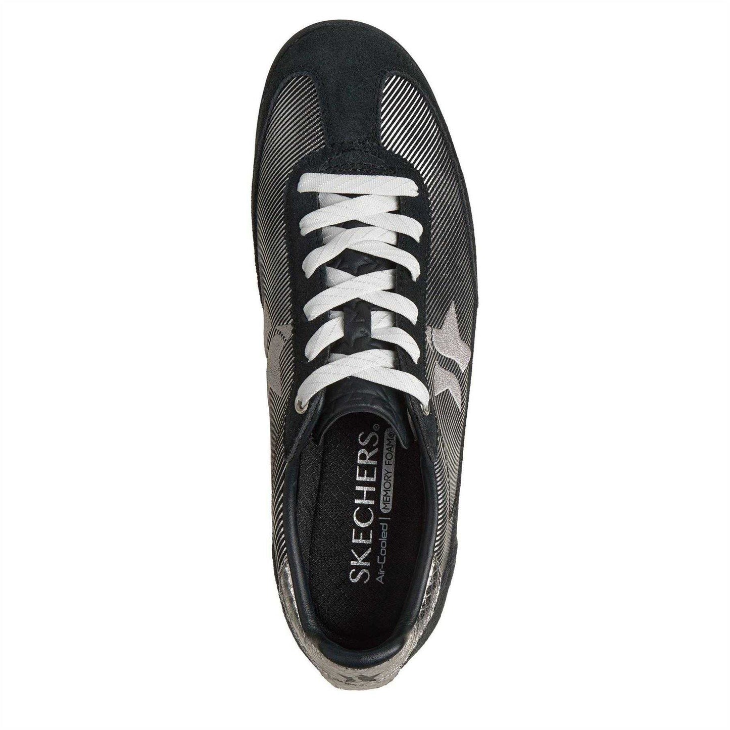 Black-Silver - Side - Skechers Womens-Ladies SKX 92 Suede Panel Trainers