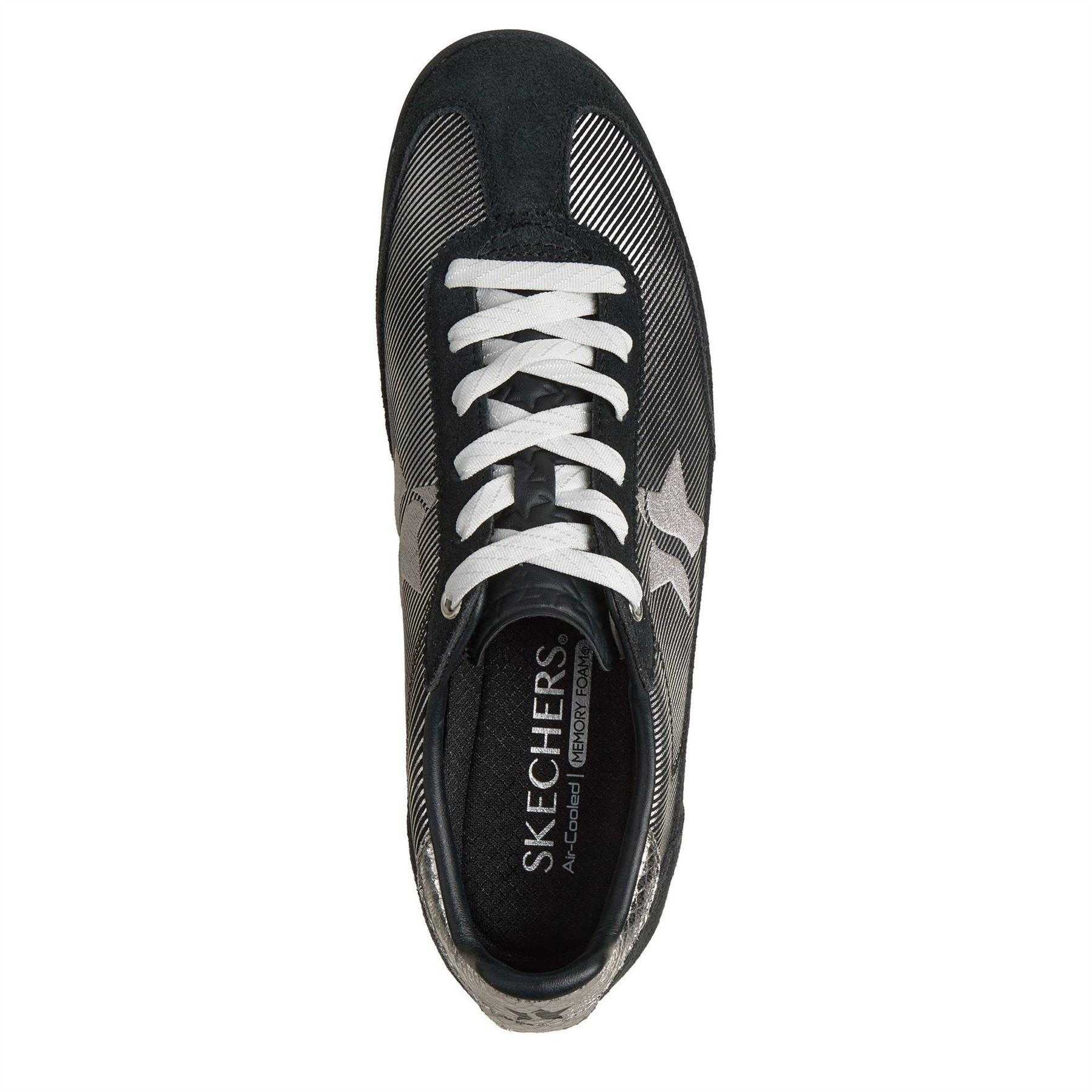 Black-Silver - Side - Skechers Womens-Ladies SKX 92 Suede Panel Trainers
