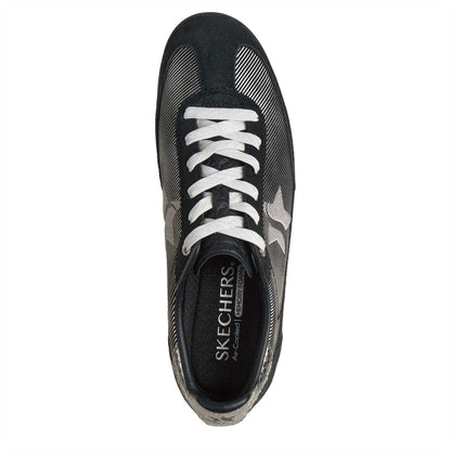 Black-Silver - Side - Skechers Womens-Ladies SKX 92 Suede Panel Trainers