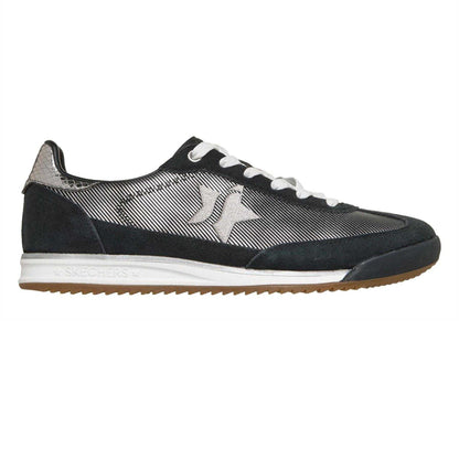 Black-Silver - Front - Skechers Womens-Ladies SKX 92 Suede Panel Trainers