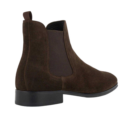 Dark Brown - Back - Dune London Mens Lo Mandatory Suede Chelsea Boots