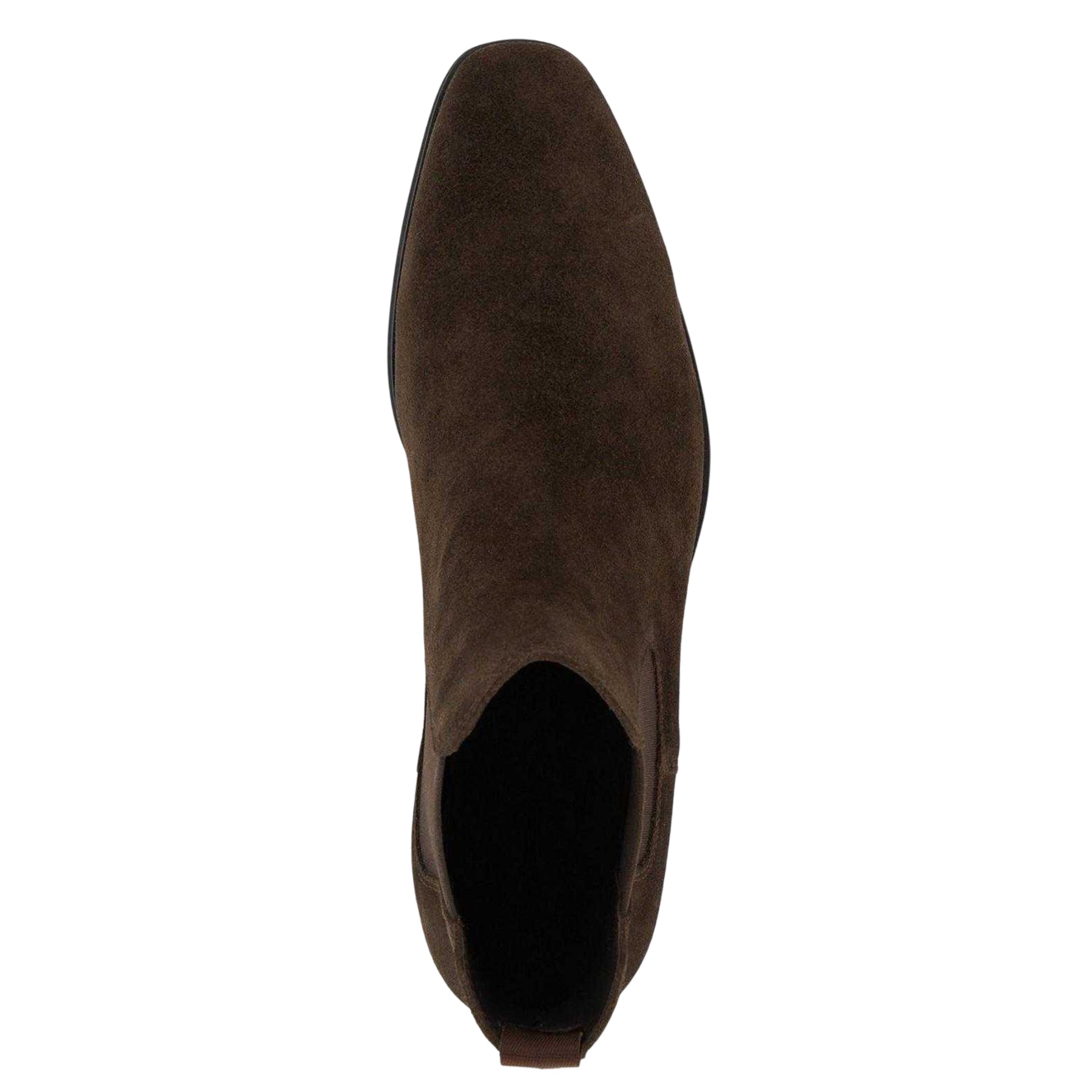 Dark Brown - Side - Dune London Mens Lo Mandatory Suede Chelsea Boots
