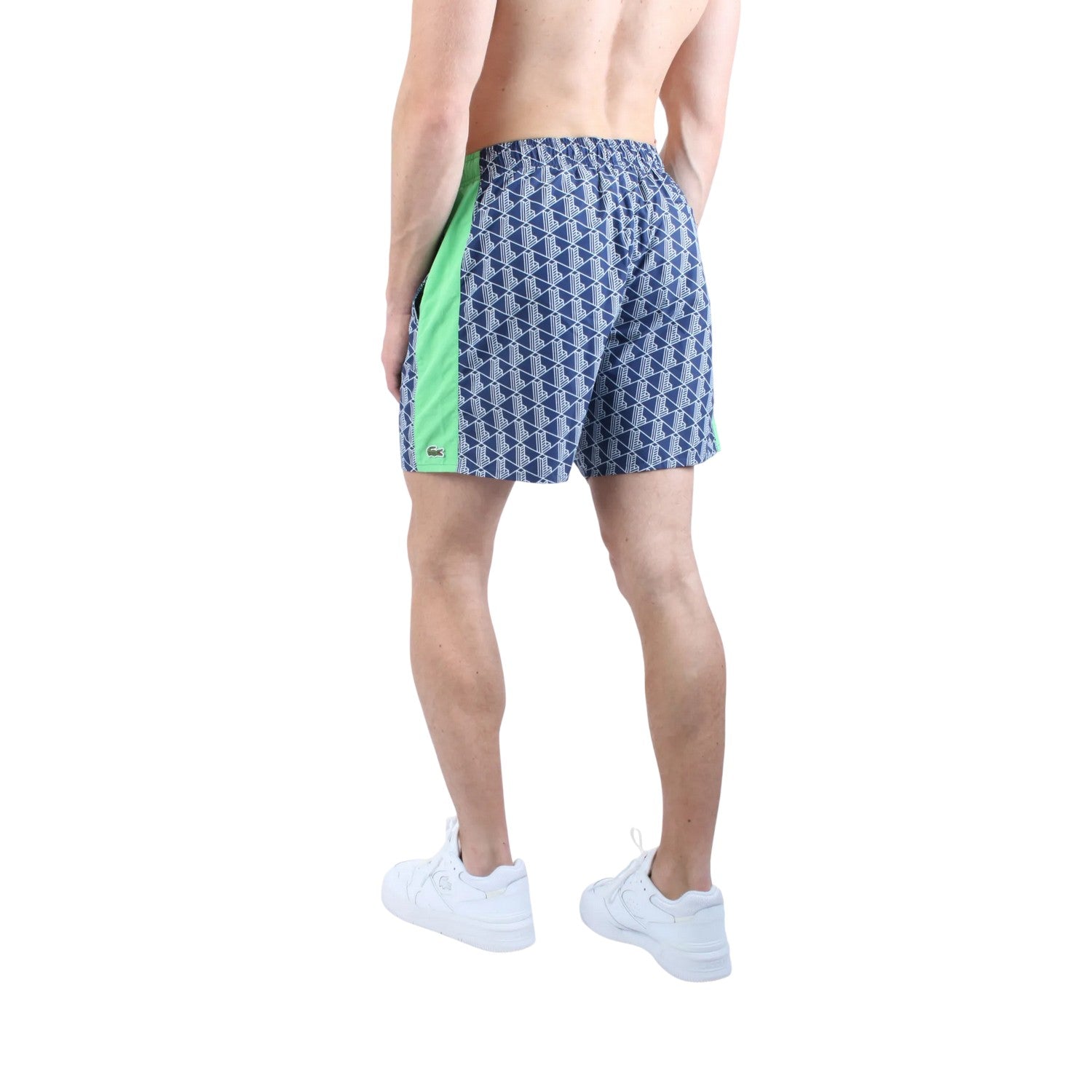 Multicoloured - Back - Lacoste Mens Monogram Mid Length Swimming Trunks