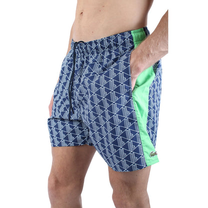 Multicoloured - Side - Lacoste Mens Monogram Mid Length Swimming Trunks