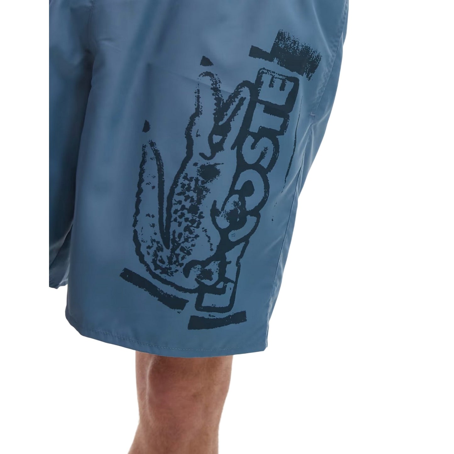 Blue - Side - Lacoste Mens Logo Swimming Trunks