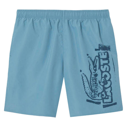 Blue - Front - Lacoste Mens Logo Swimming Trunks