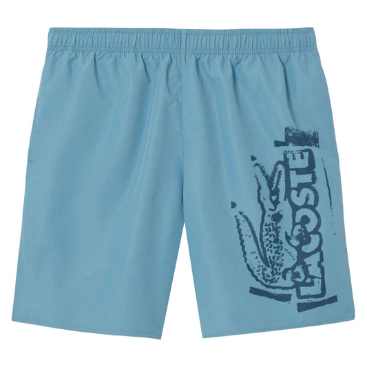 Blue - Front - Lacoste Mens Logo Swimming Trunks