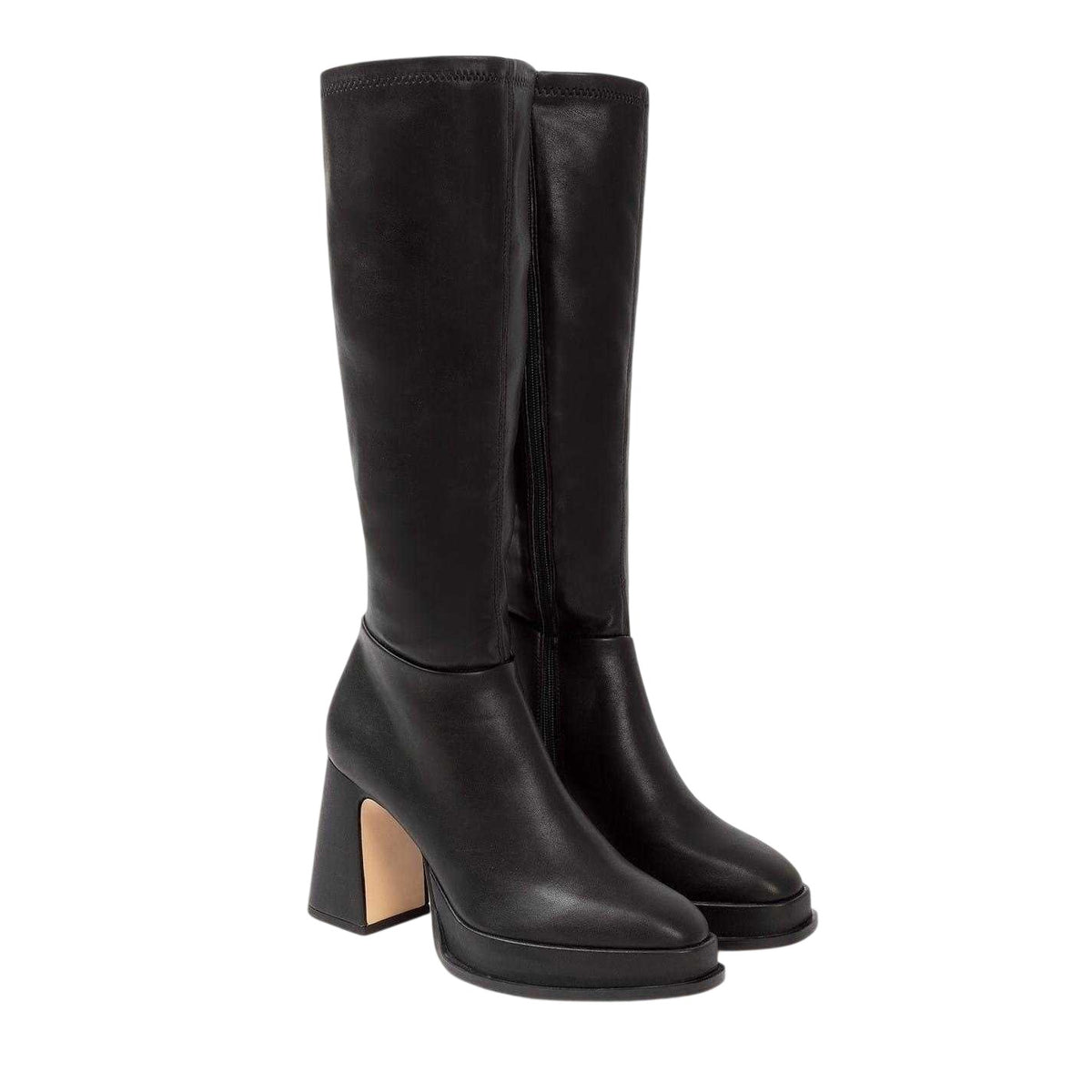 Black - Lifestyle - I Saw It First Womens-Ladies Retro Platform Knee-High Boots