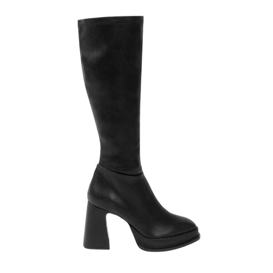 Black - Front - I Saw It First Womens-Ladies Retro Platform Knee-High Boots