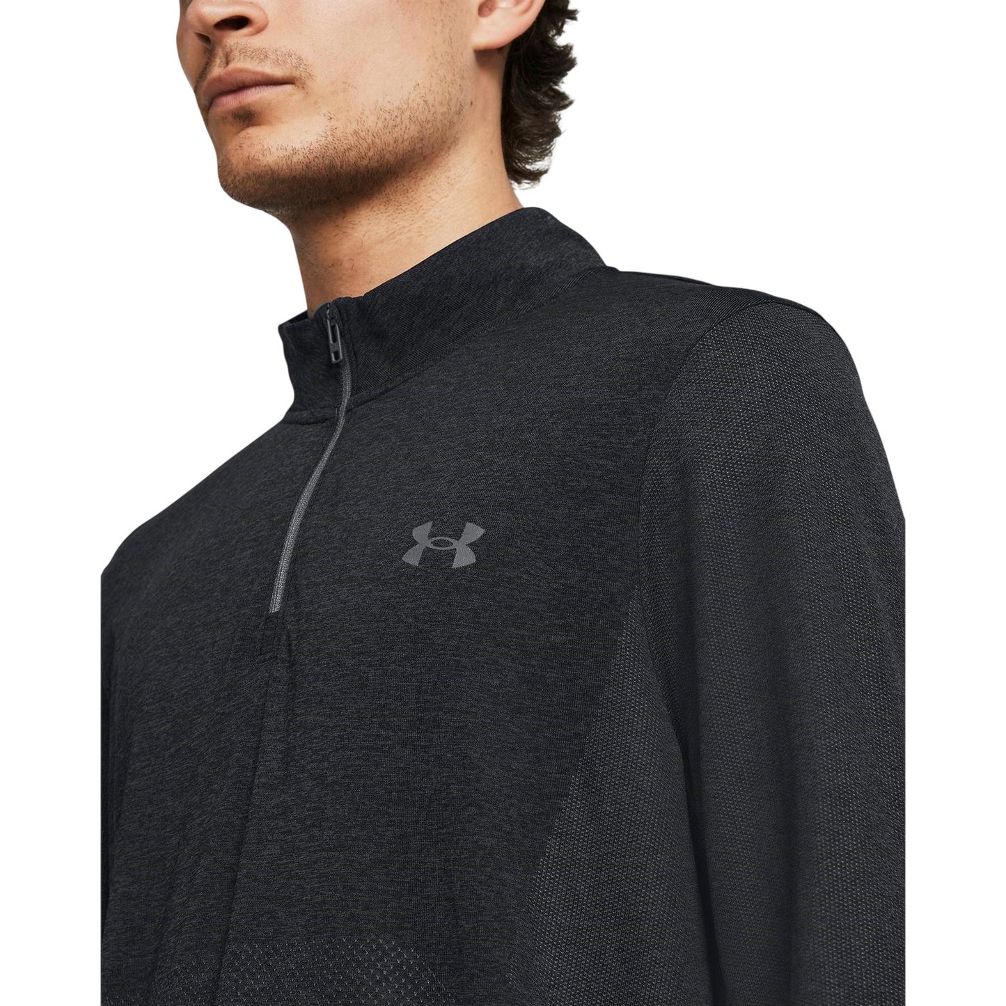 Grey - Side - Under Armour Mens Stride Quarter Zip Top