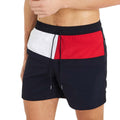 Blue - Side - Tommy Hilfiger Mens Flag Mid Length Swim Shorts
