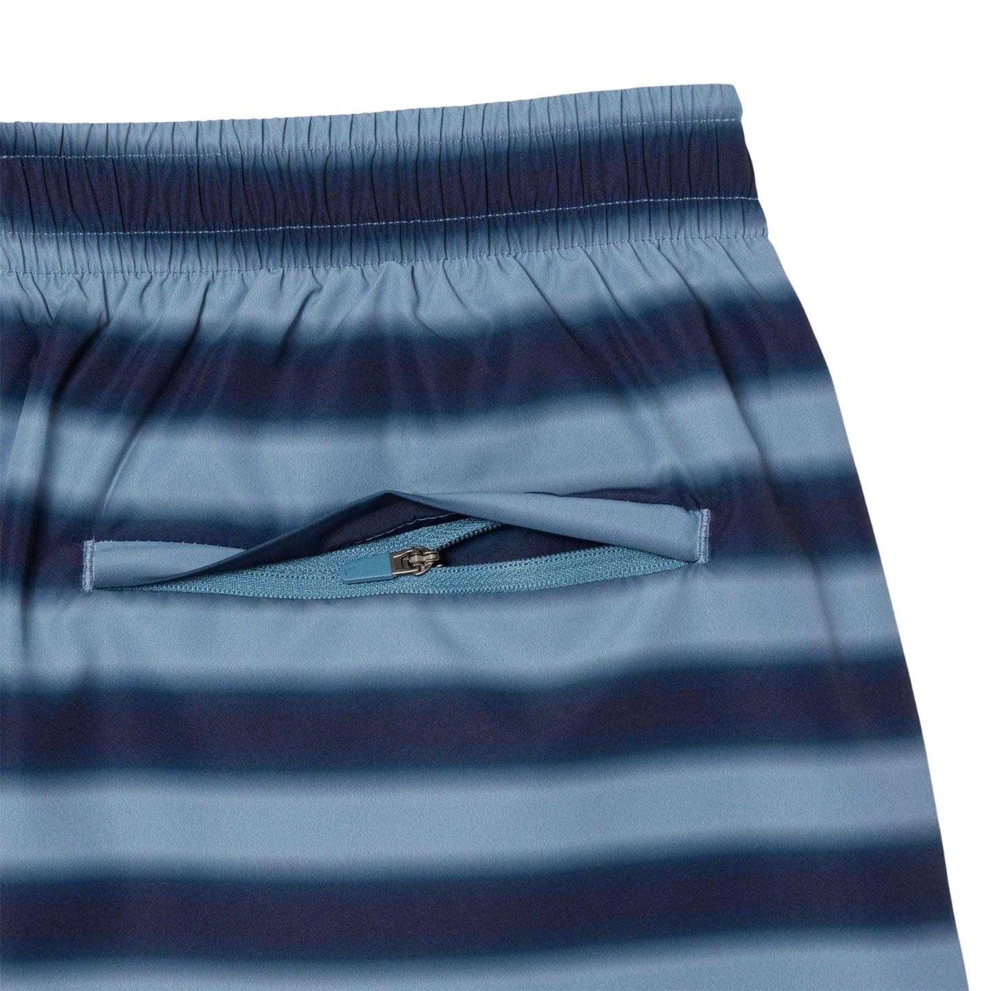 Blue - Side - Lacoste Mens Striped Swimming Trunks