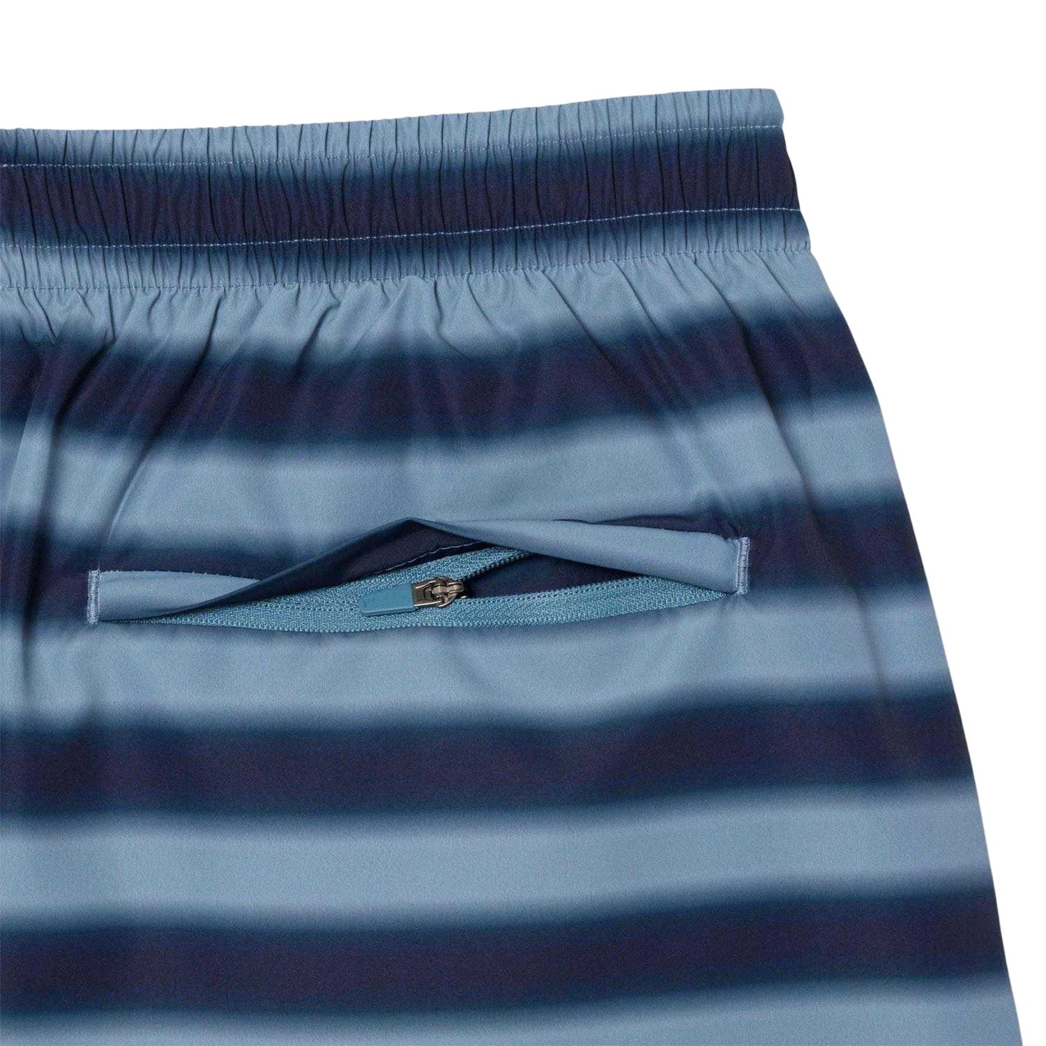 Blue - Side - Lacoste Mens Striped Swimming Trunks