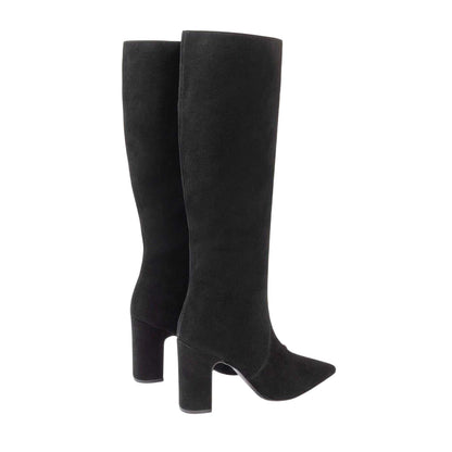 Black - Back - I Saw It First Womens-Ladies Suede Block Heel Knee-High Boots