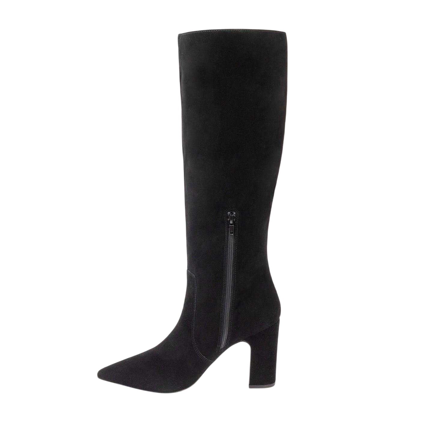 Black - Side - I Saw It First Womens-Ladies Suede Block Heel Knee-High Boots