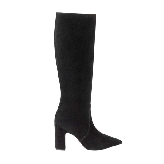 Black - Front - I Saw It First Womens-Ladies Suede Block Heel Knee-High Boots