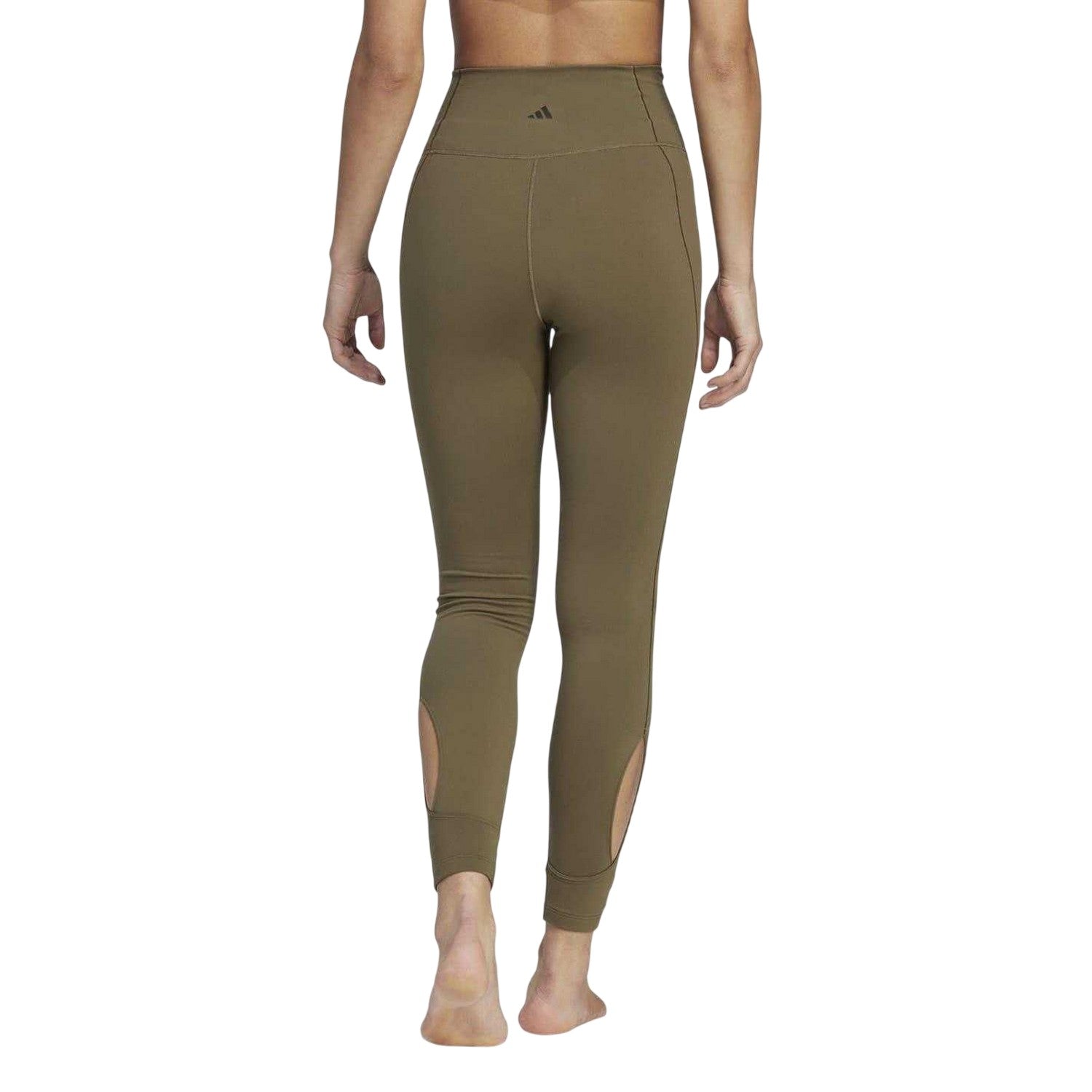 Olive Strata Marl - Back - Adidas Womens-Ladies Polyester Cut Out Yoga Leggings