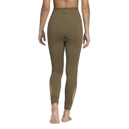 Olive Strata Marl - Back - Adidas Womens-Ladies Polyester Cut Out Yoga Leggings
