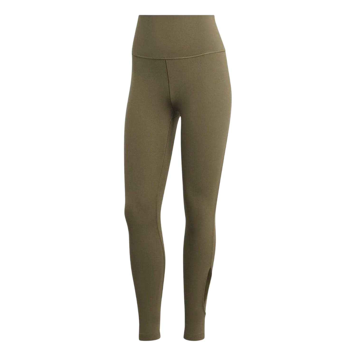 Olive Strata Marl - Front - Adidas Womens-Ladies Polyester Cut Out Yoga Leggings