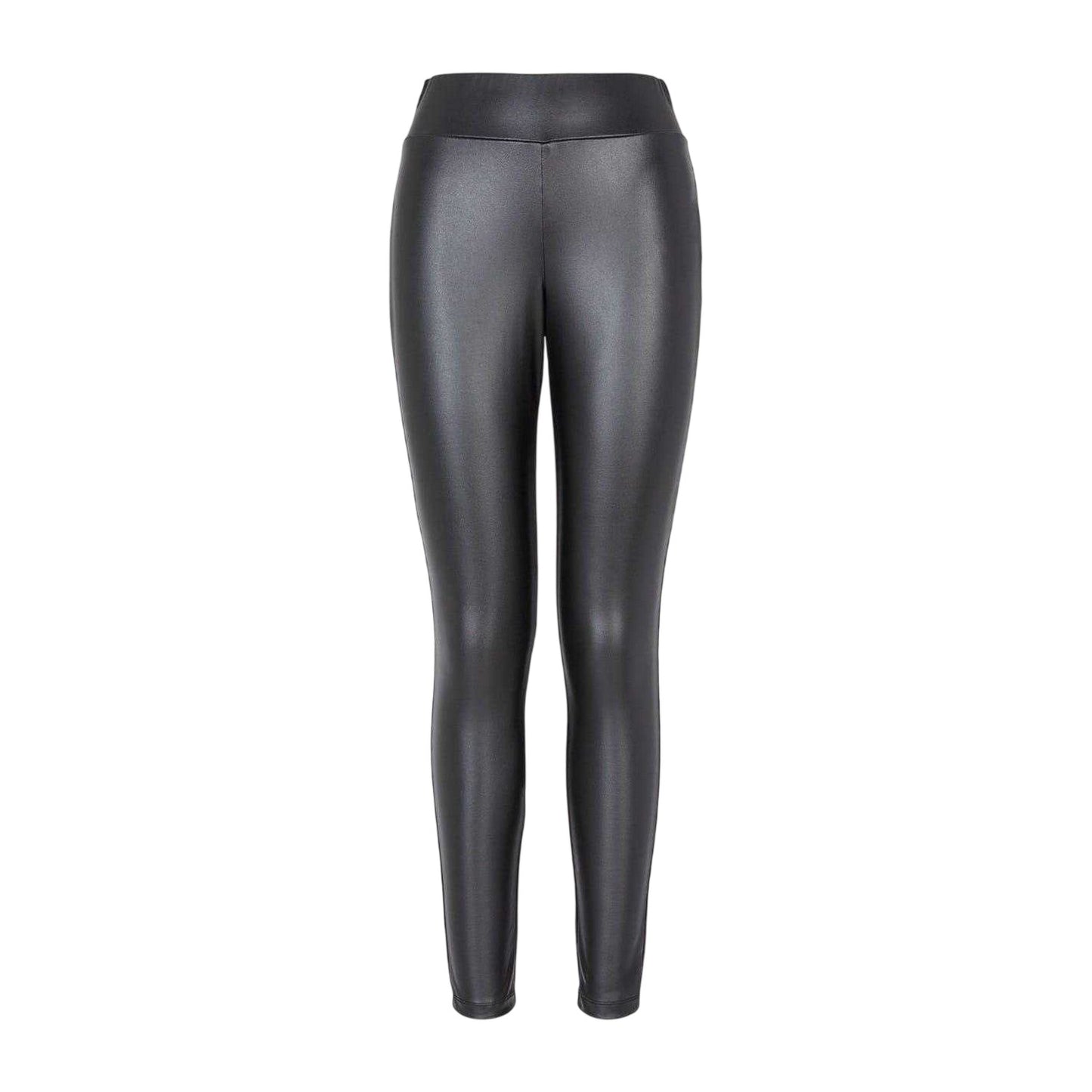 Black - Front - Armani Exchange Womens-Ladies Leather Plain High Waist Leggings