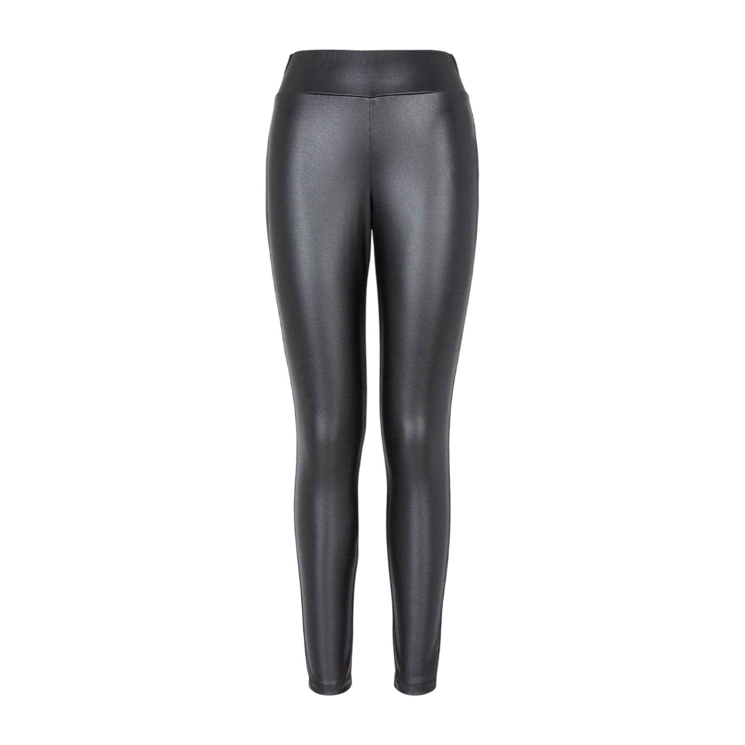 Black - Front - Armani Exchange Womens-Ladies Leather Plain High Waist Leggings