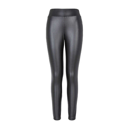 Black - Front - Armani Exchange Womens-Ladies Leather Plain High Waist Leggings