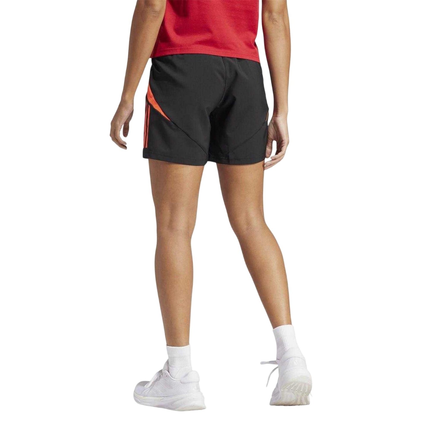 Black-Solar Red - Back - Adidas Womens-Ladies Tiro 24 Football Shorts