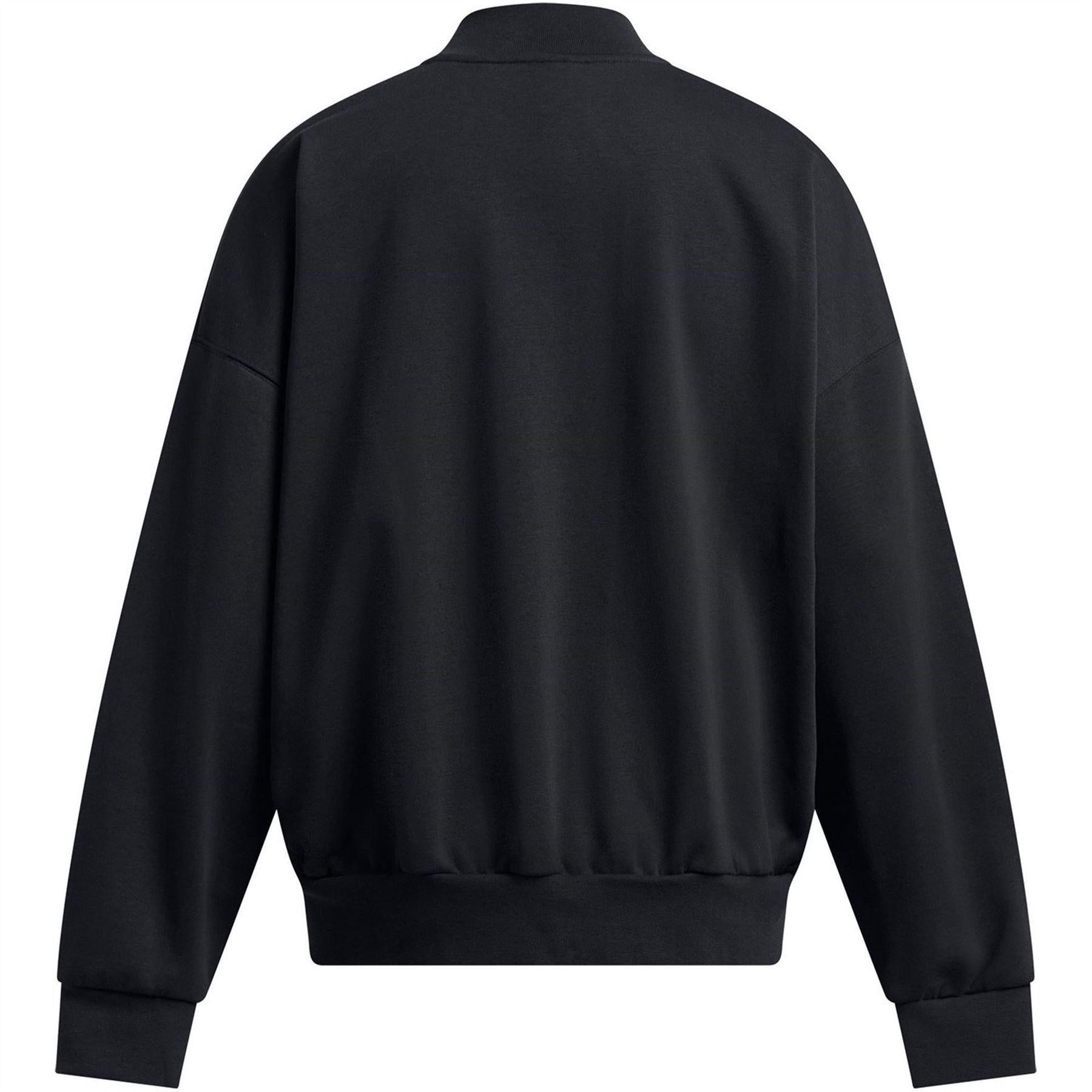 Black - Close up - Under Armour Womens-Ladies Fleece Varsity Jacket