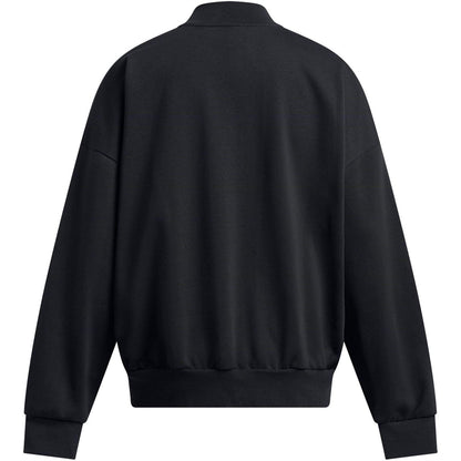 Black - Close up - Under Armour Womens-Ladies Fleece Varsity Jacket
