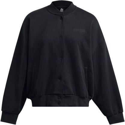 Black - Front - Under Armour Womens-Ladies Fleece Varsity Jacket