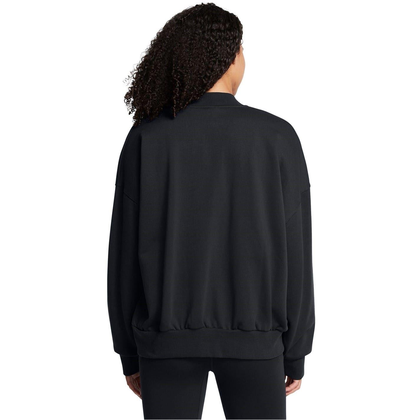 Black - Lifestyle - Under Armour Womens-Ladies Fleece Varsity Jacket