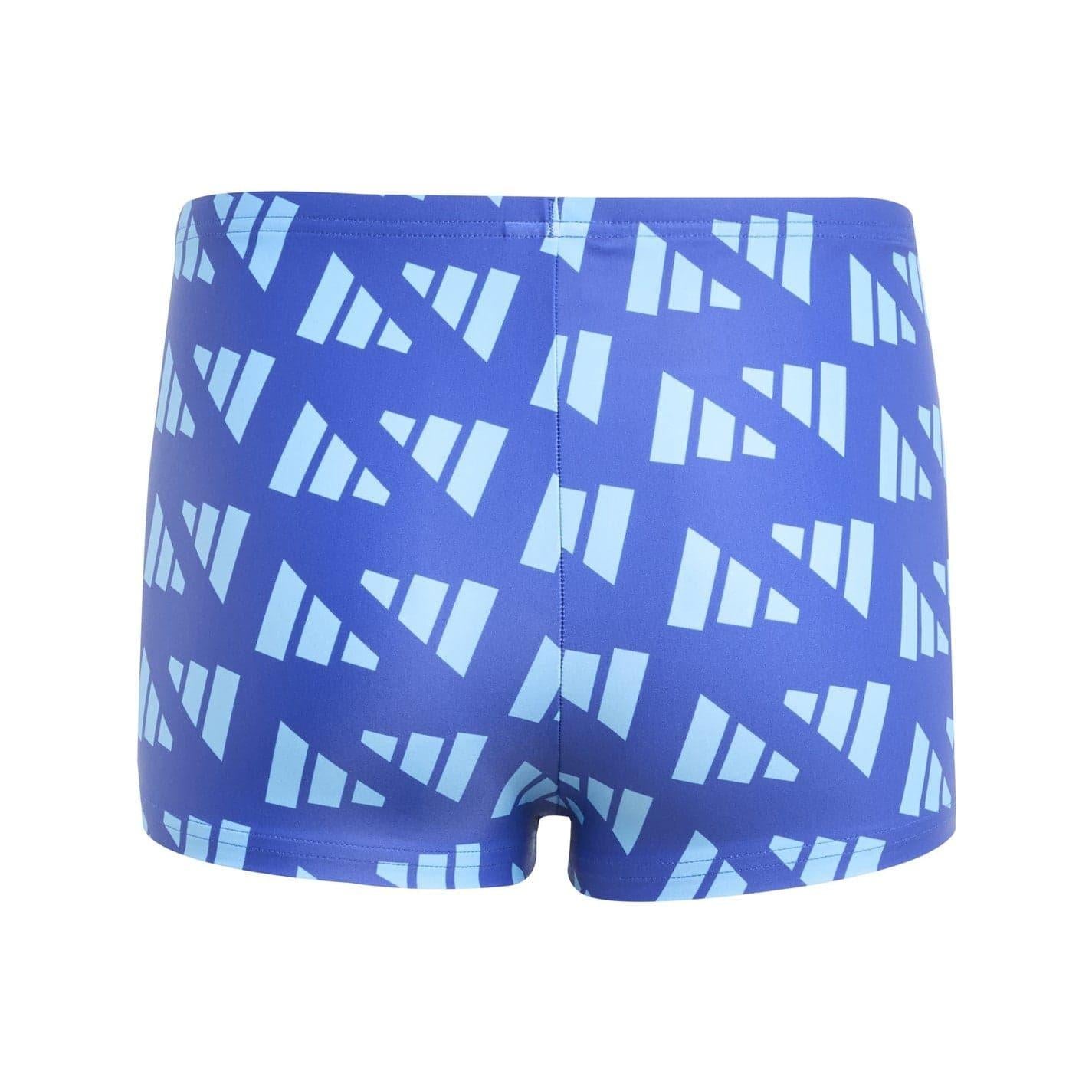 Lucid Blue - Back - Adidas Boys Geometric Swimming Trunks