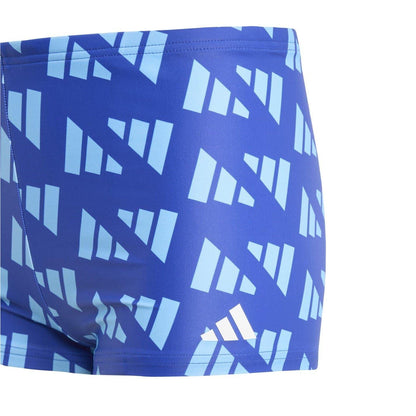 Lucid Blue - Side - Adidas Boys Geometric Swimming Trunks
