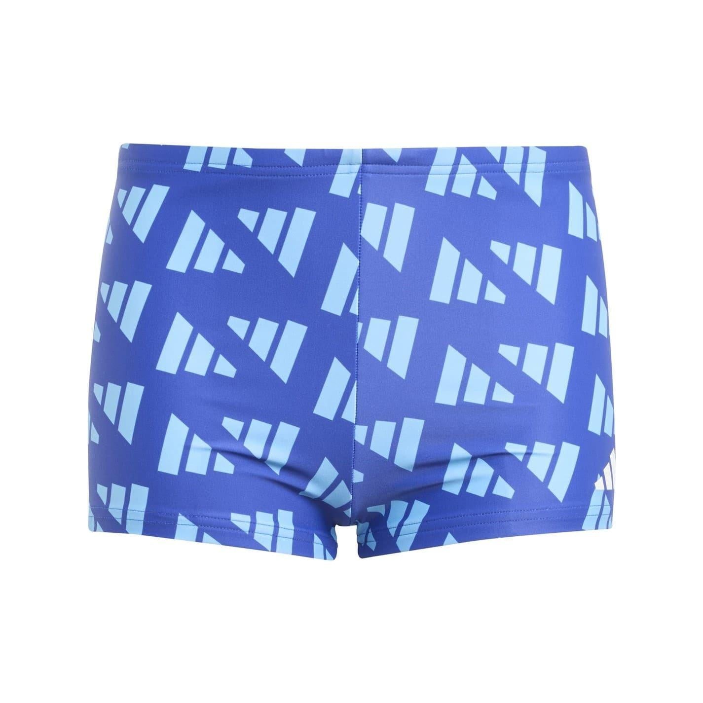 Lucid Blue - Front - Adidas Boys Geometric Swimming Trunks