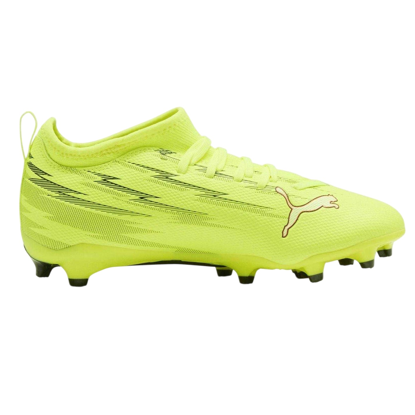Yellow-Black - Front - Puma Childrens-Kids Ultra 5 Match Firm Ground Football Boots