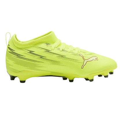 Yellow-Black - Front - Puma Childrens-Kids Ultra 5 Match Firm Ground Football Boots